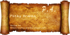 Petky Aranka névjegykártya